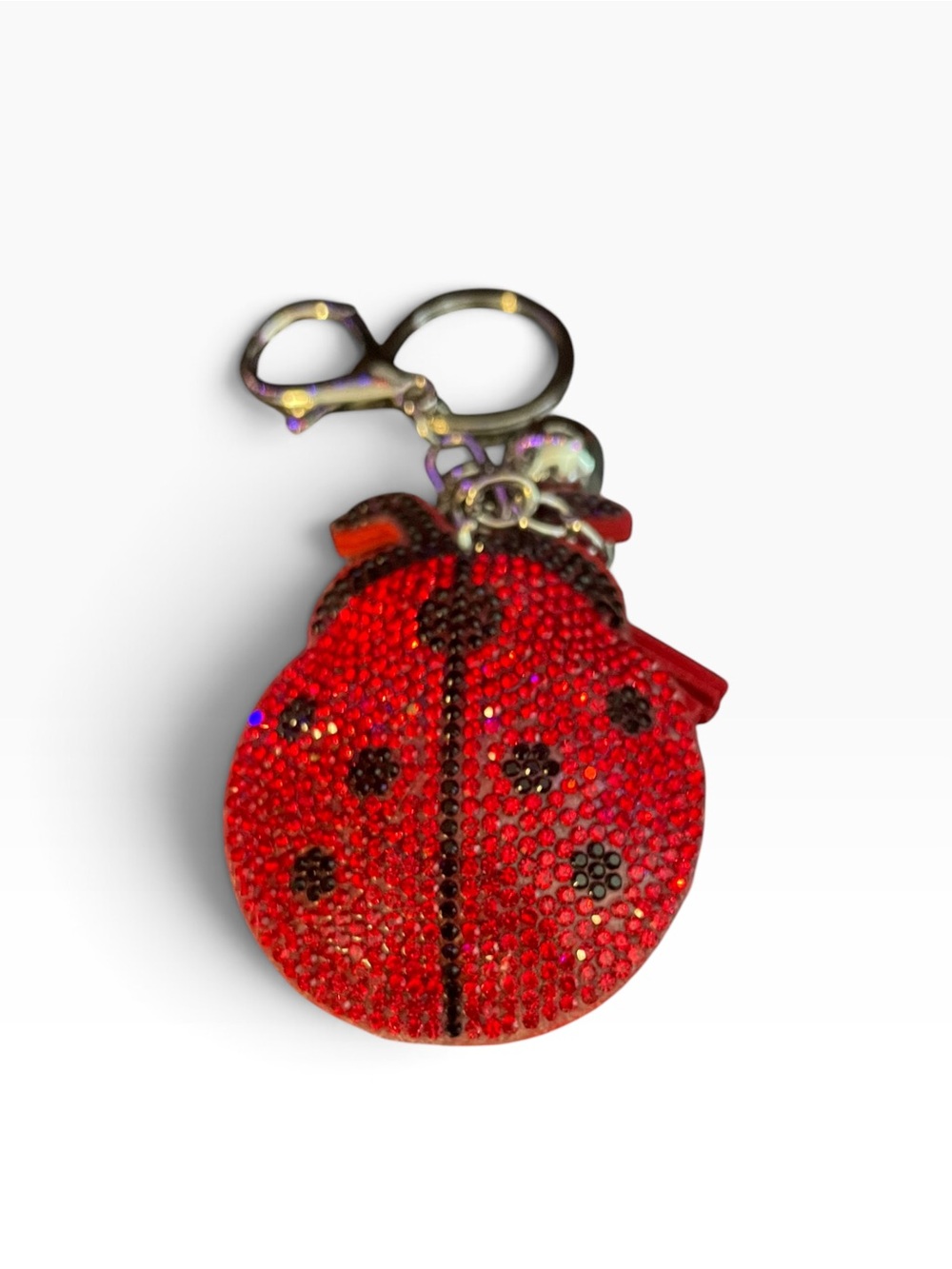 Sparkly Red Rhinestone Ladybug Keychain & Bag Charm with Tassel